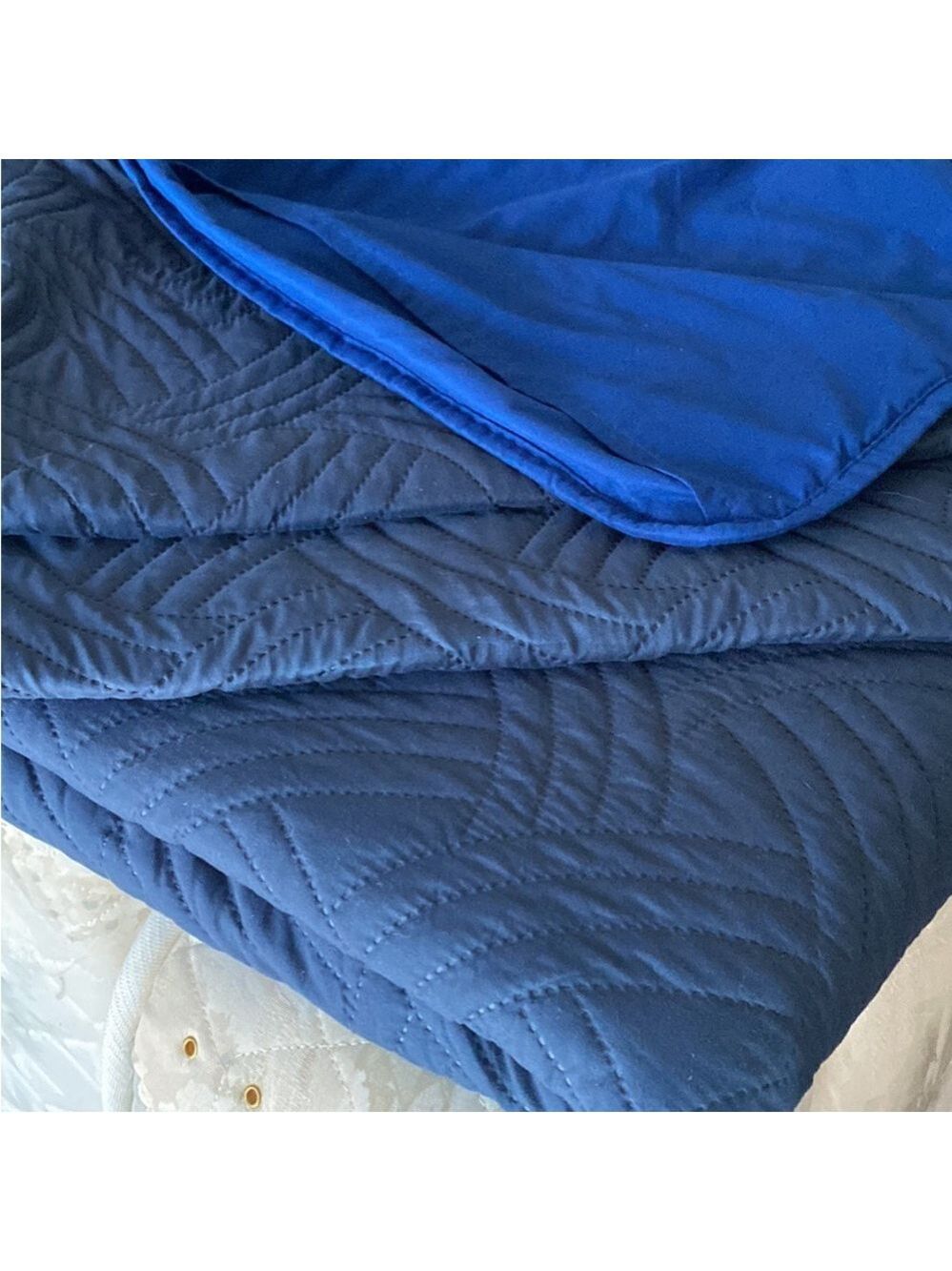 Mainstays Blue Quilted Bedding Set with Wave Stitching